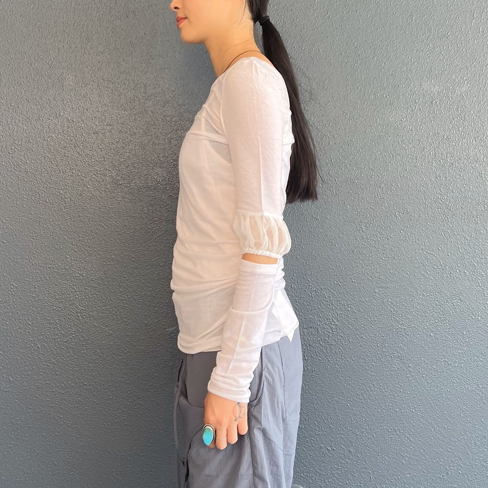 chiffon joint long top / ivory / シフォンジョイントロングトップス