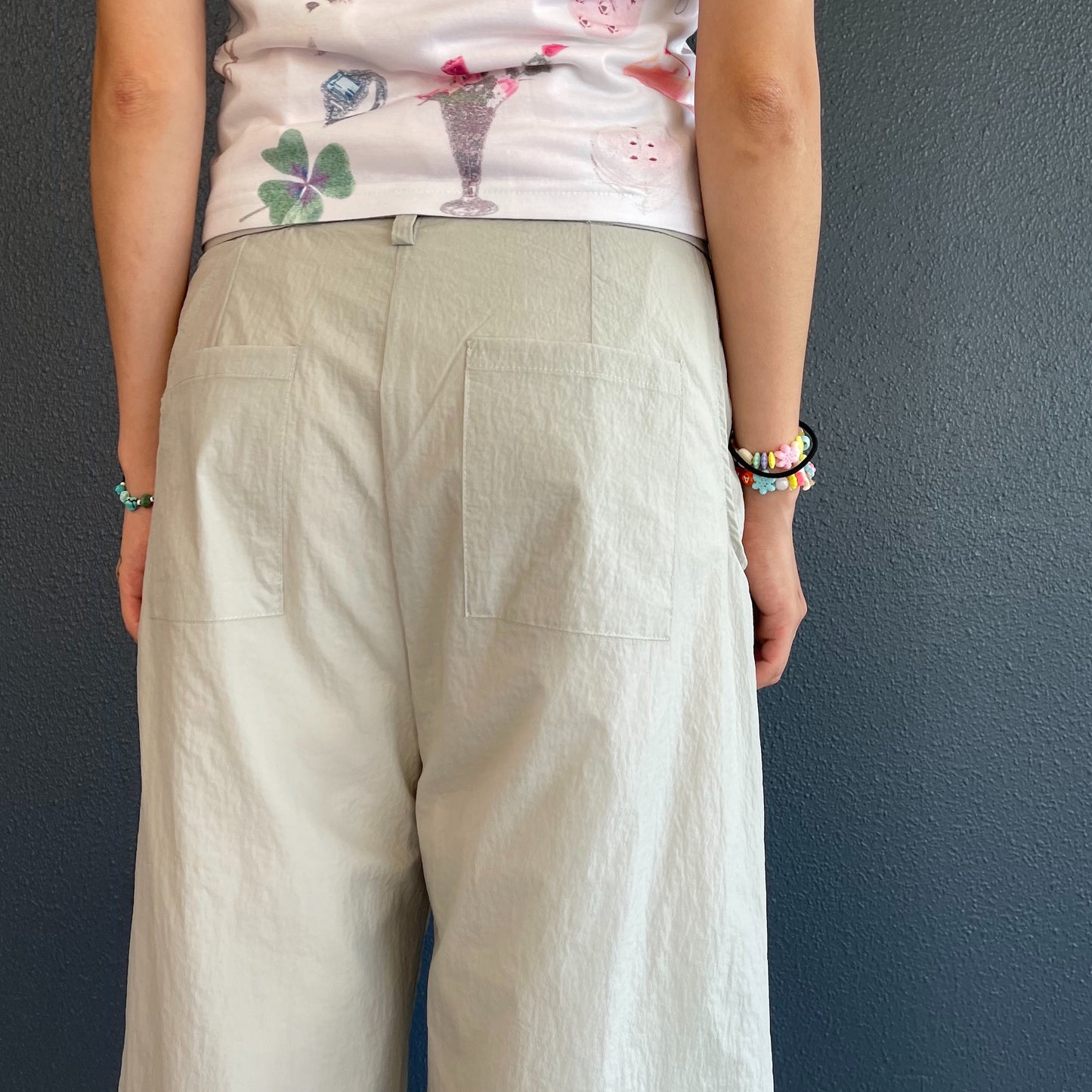 nylon flip layered pants / light grey / ナイロンフリップレイヤードパンツ