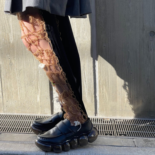 HAND KNIT TIGHTS / BROWN / ハンドニットタイツ