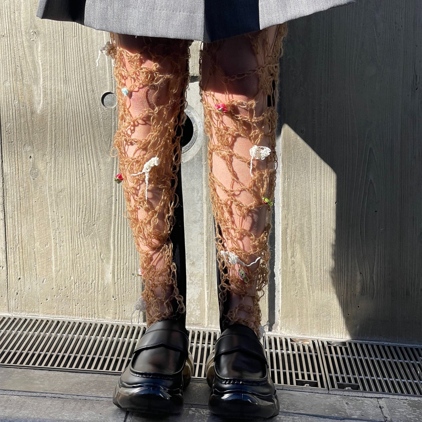 HAND KNIT TIGHTS / BROWN / ハンドニットタイツ