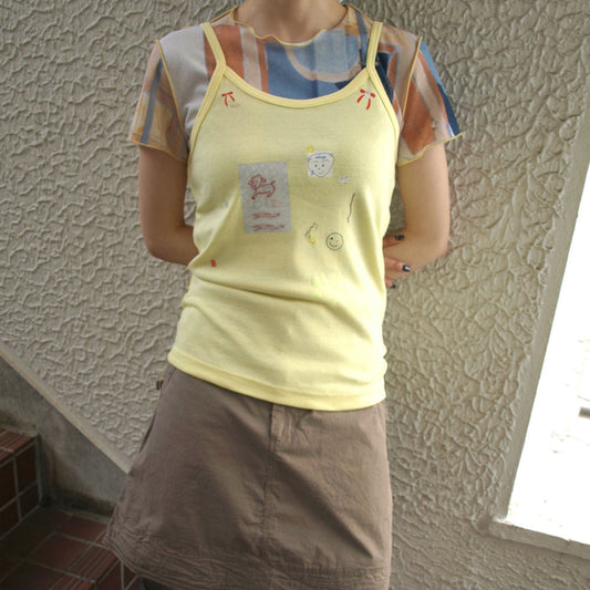 【SHEEP SOUVENIR】sheep is always here camisole / yellow / プリントキャミソール