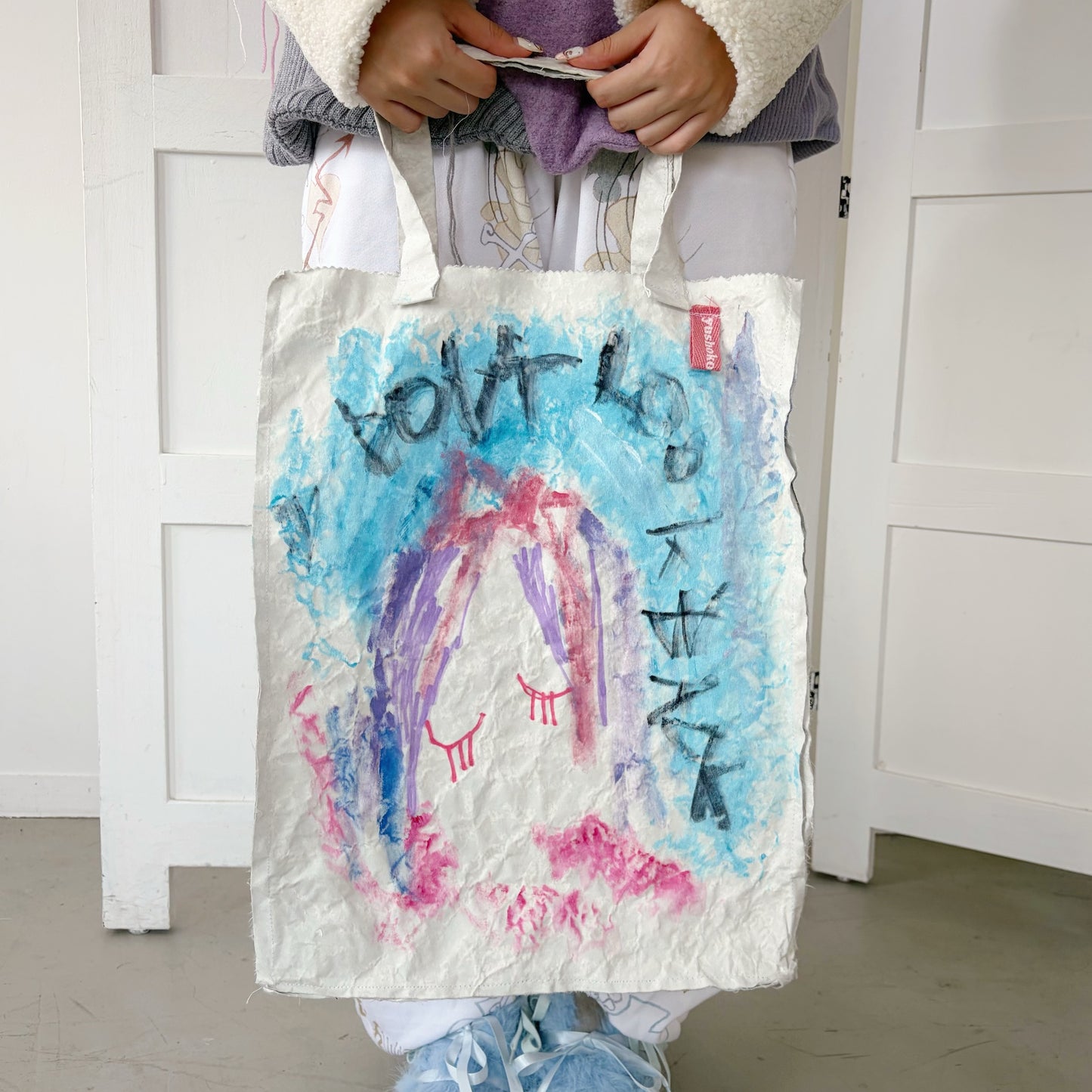 Dead shiopping bag / White / ドローイングバッグ