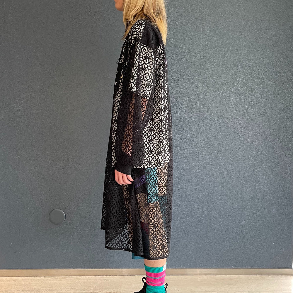 LACE LONG SHIRT HO99O9 COLLABORATION / BLACK / レースロングシャツ