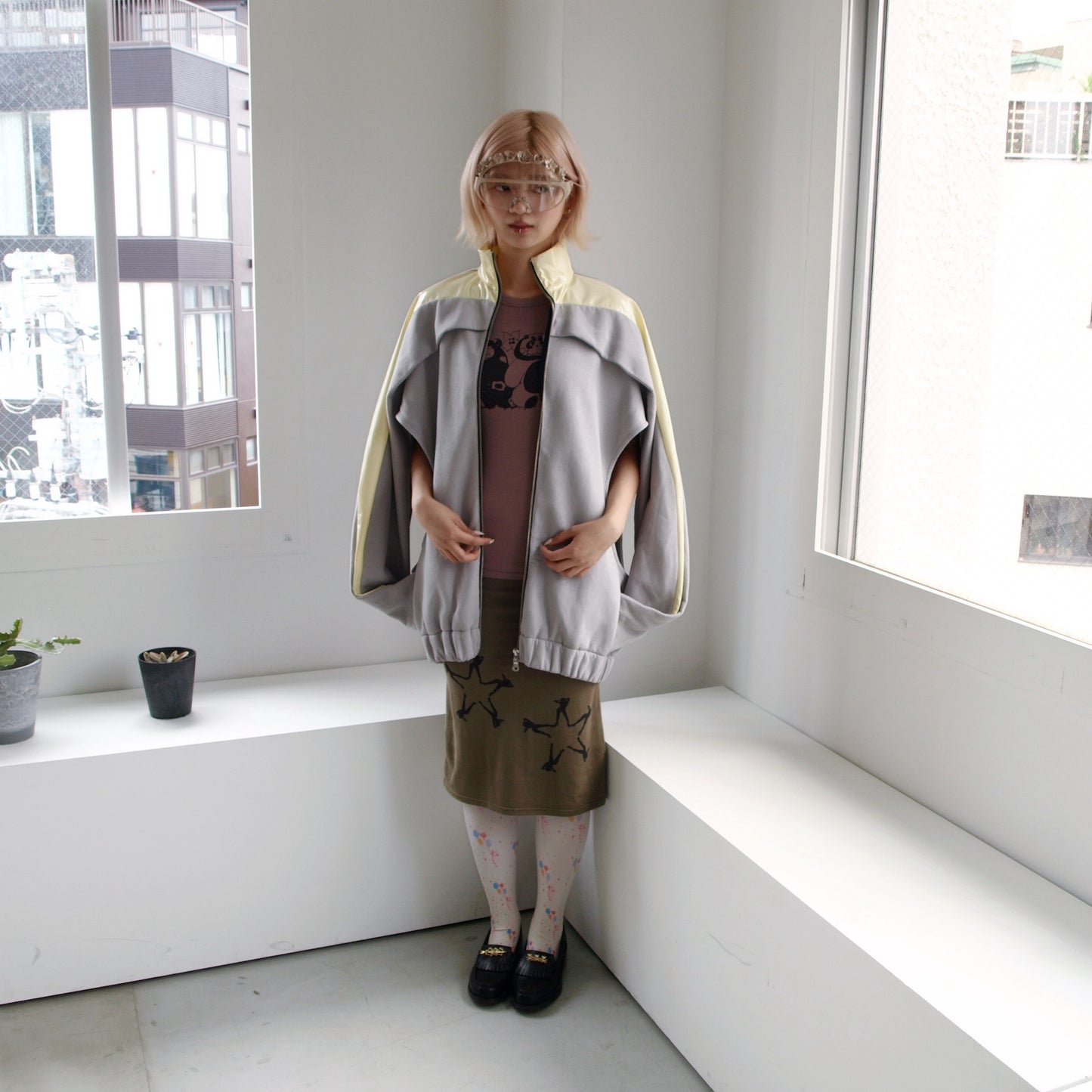 TWISTED TRACK JACKET / CREAM x GREY / ツイストトラックジャケット