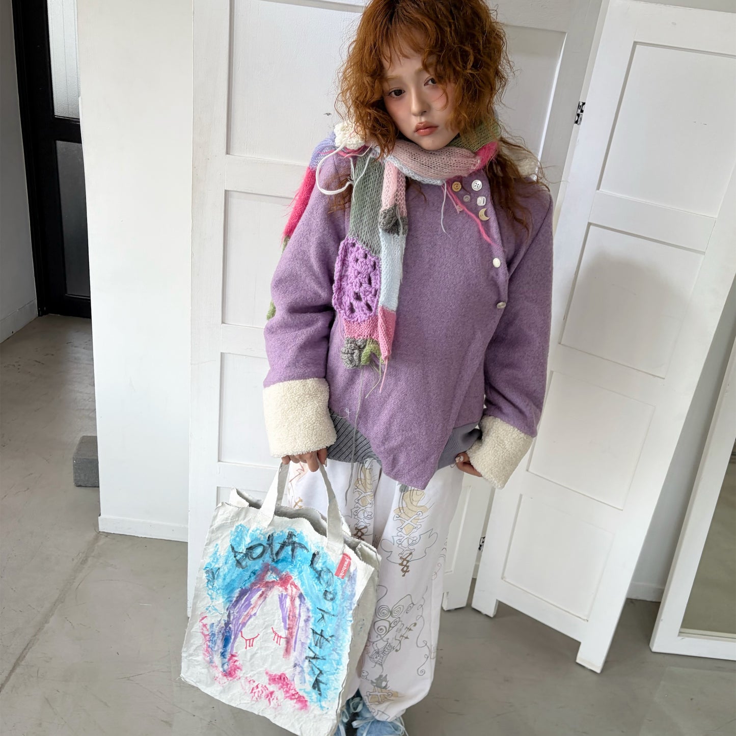 Dead shiopping bag / White / ドローイングバッグ