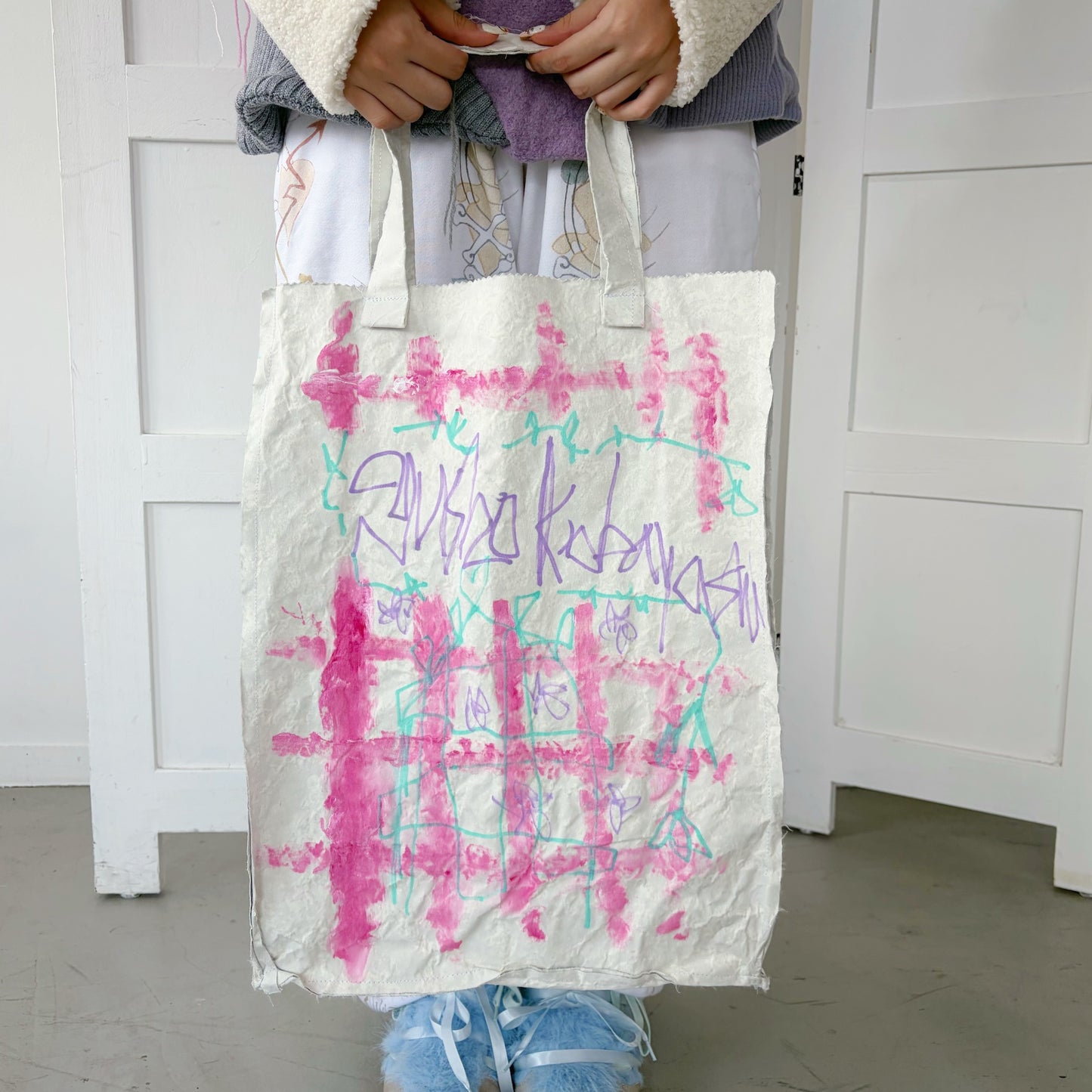 Dead shiopping bag / White / ドローイングバッグ