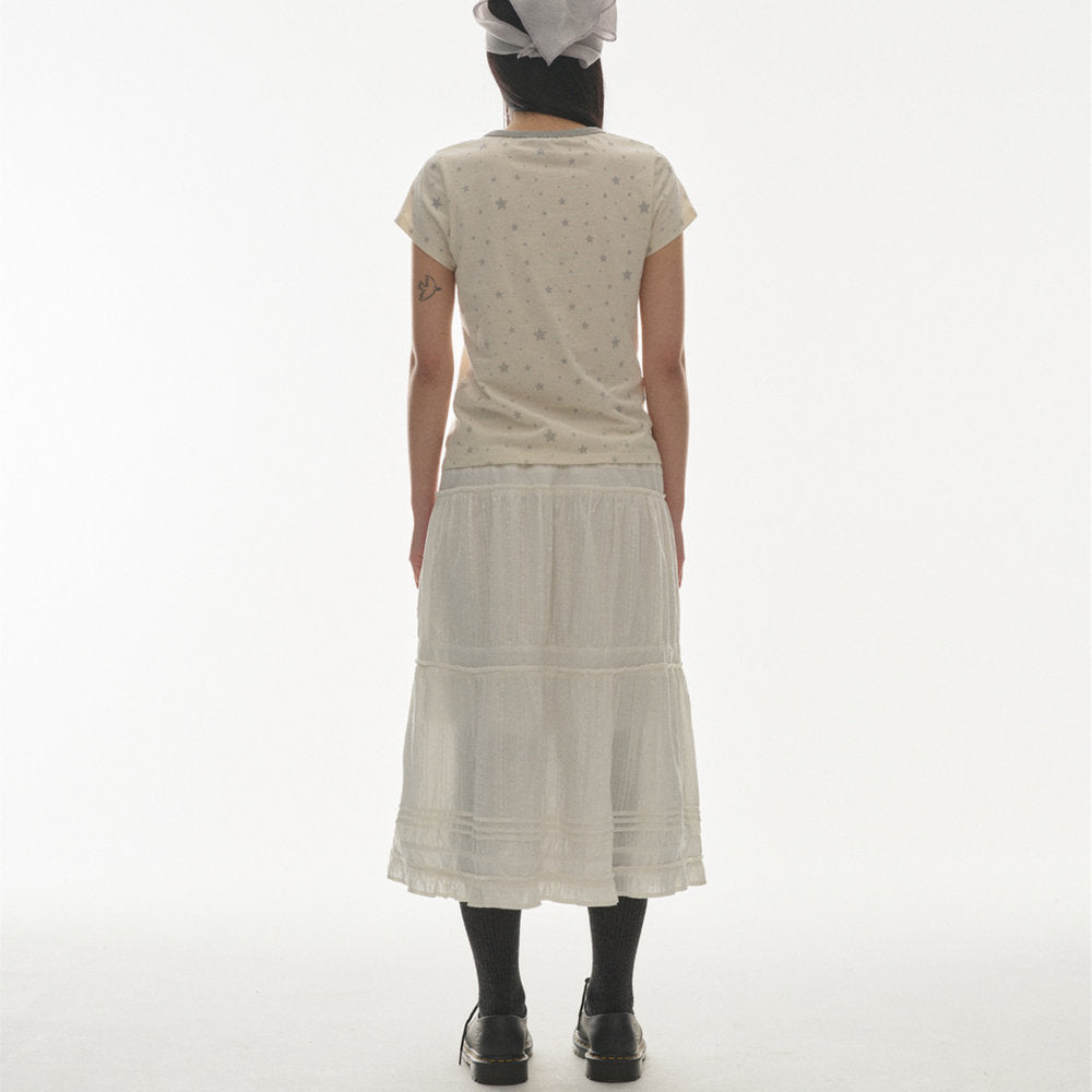 SHIRRING MIDI SKIRT / WHITE / シャーリングミディスカート