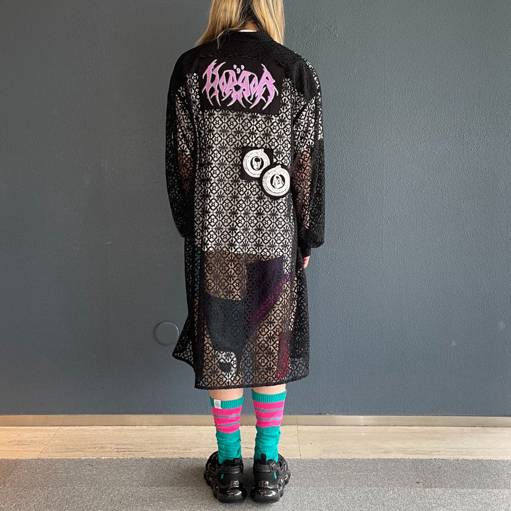 LACE LONG SHIRT HO99O9 COLLABORATION / BLACK / レースロングシャツ