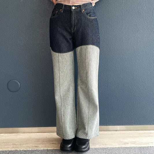 WAVE PANELLED PANTS / INDIGO / ウェーブパネルパンツ