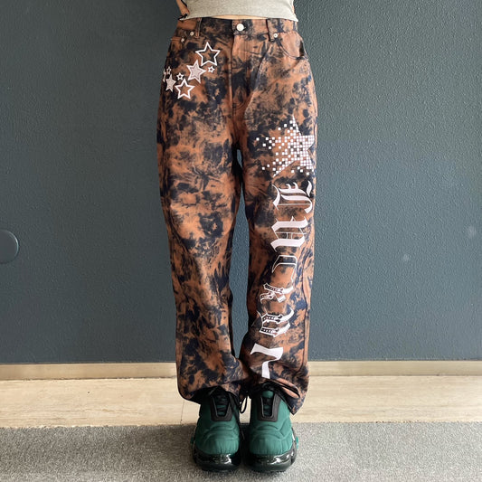 [F.E.E.S] lucky 7 dying wide denim / deep blue / ダイイングワイドデニム