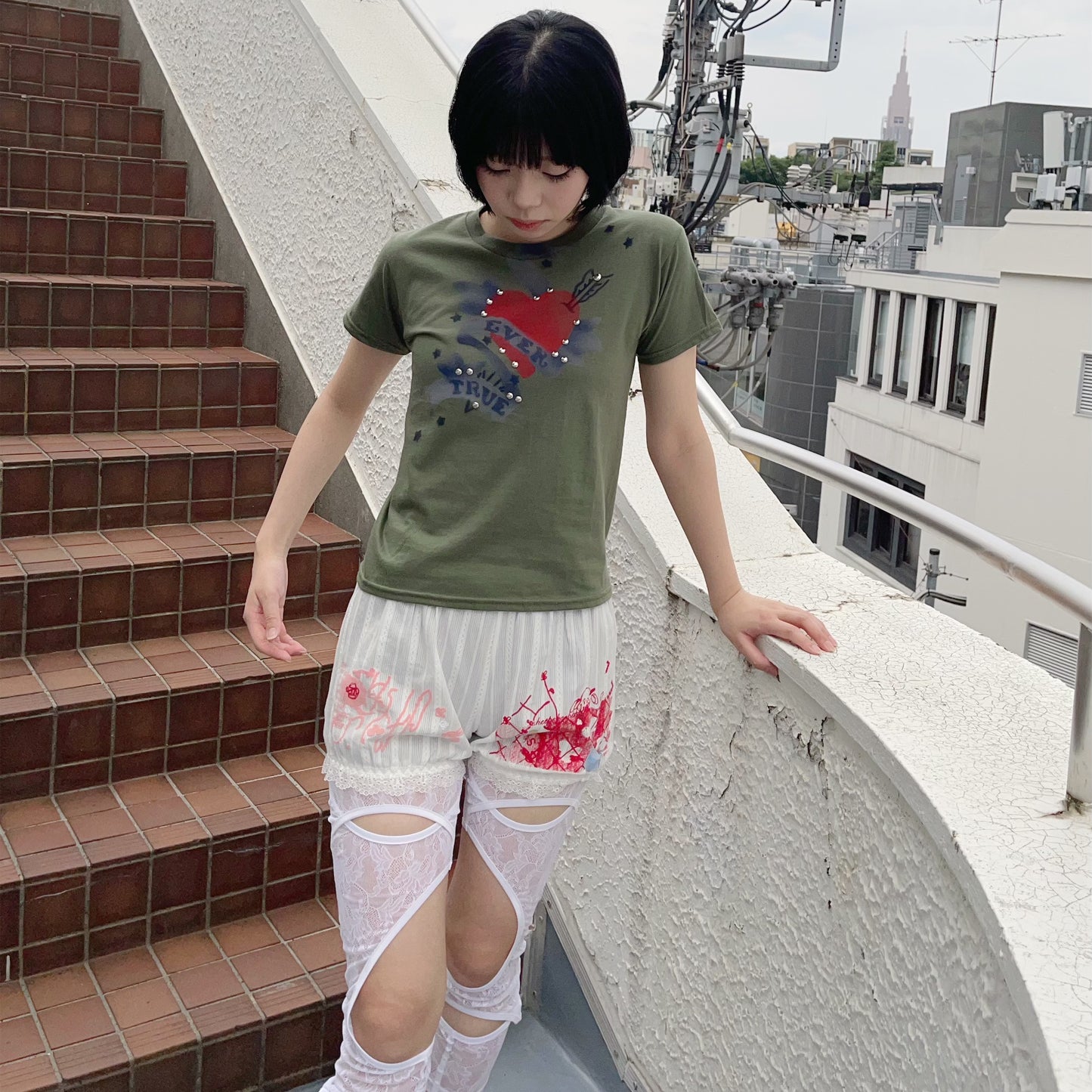 【SHEEP SOUVENIR】sheep pants / red x pink / レースパンツ