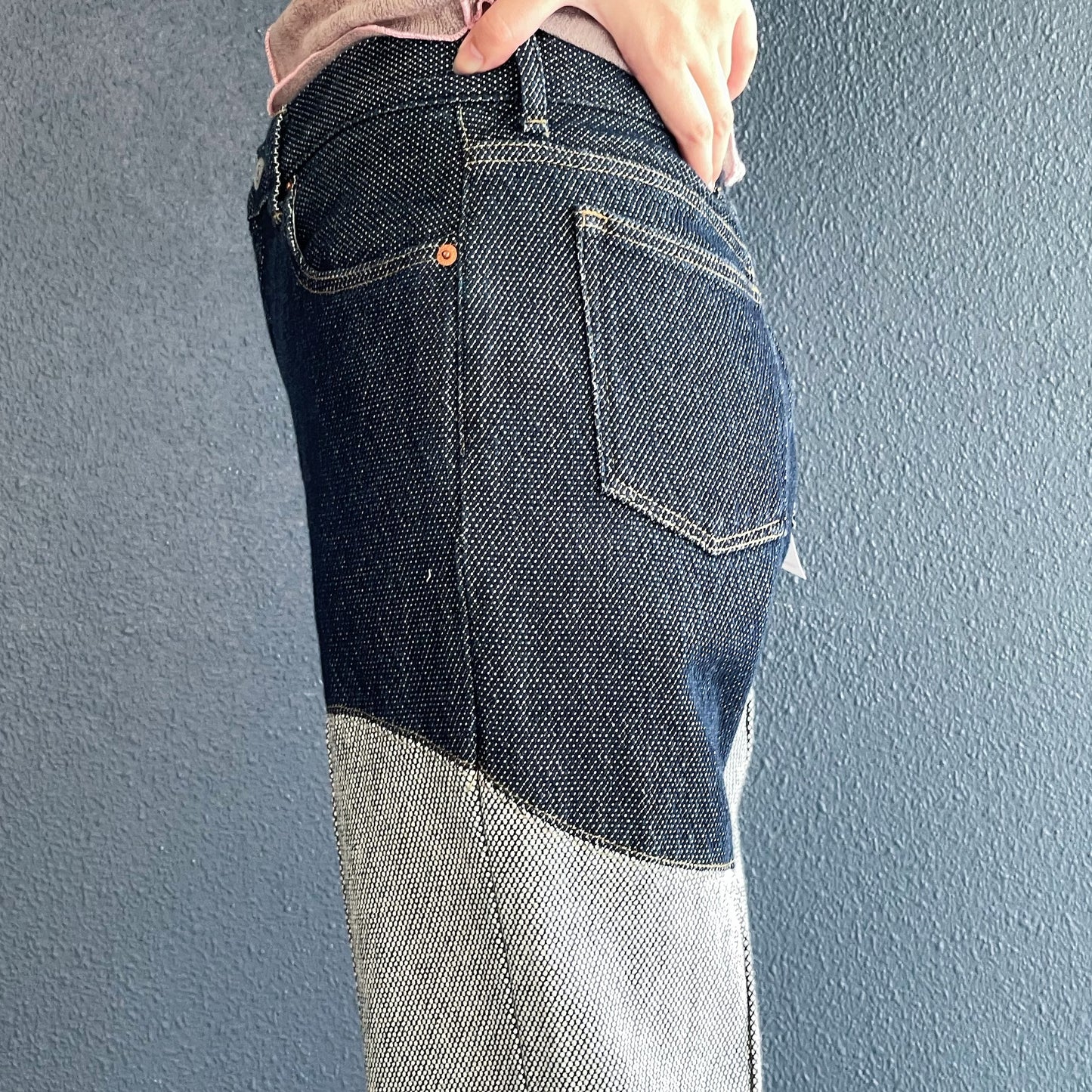 WAVE PANELLED PANTS / INDIGO / ウェーブパネルパンツ