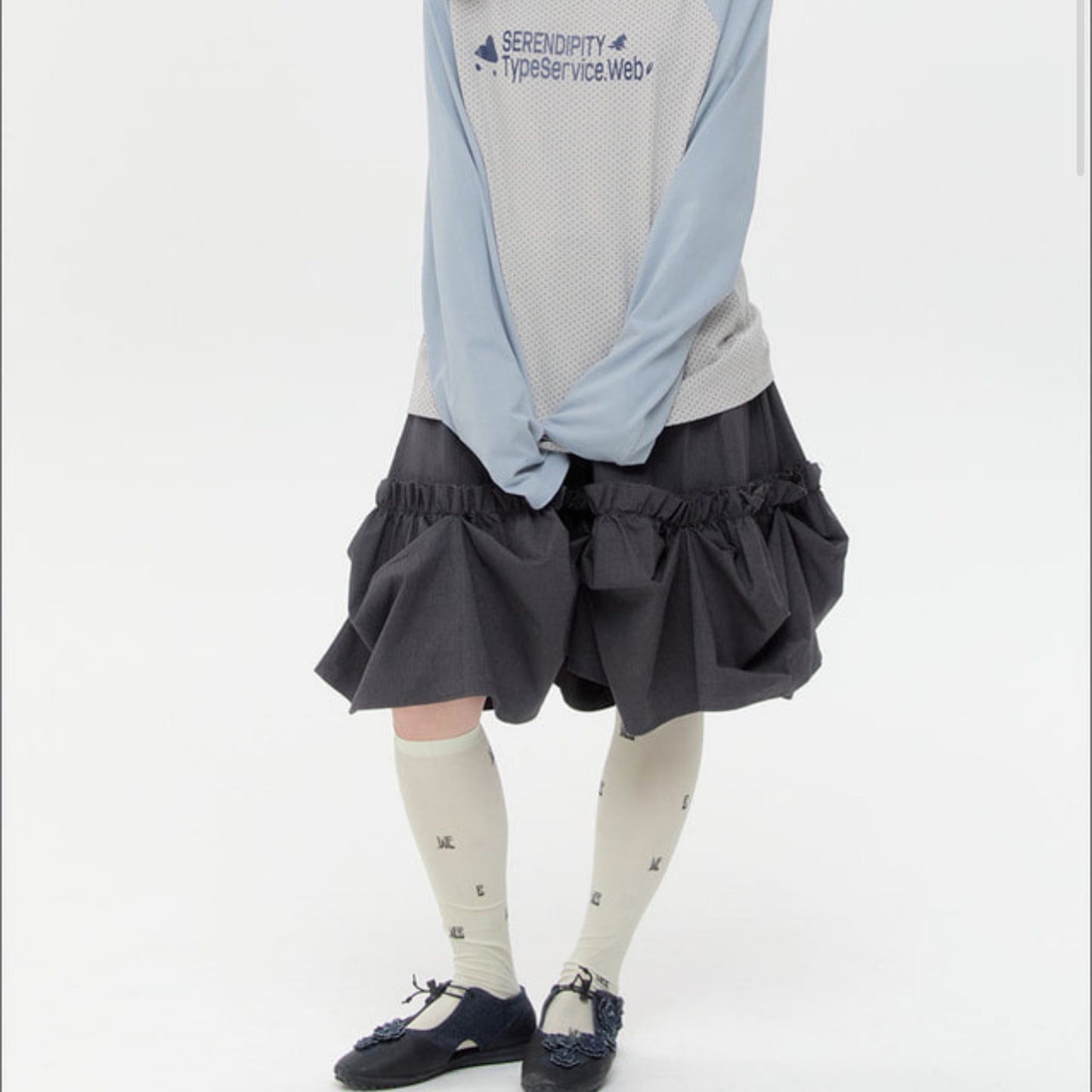 Web Knee Socks / Ivory / グラフィックソックス