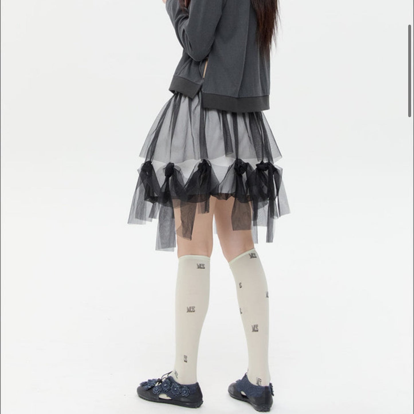 Web Knee Socks / Ivory / グラフィックソックス