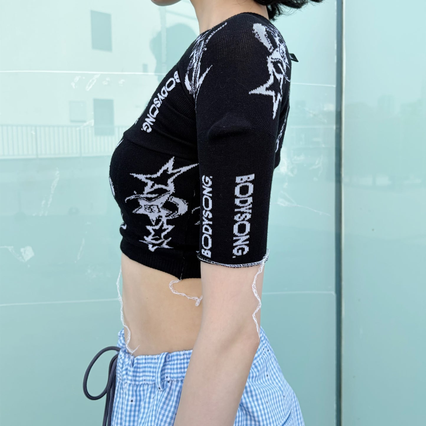 RECONSTRUCTED SOCKS! KNIT TOP / BLACK / ソックス構築トップ