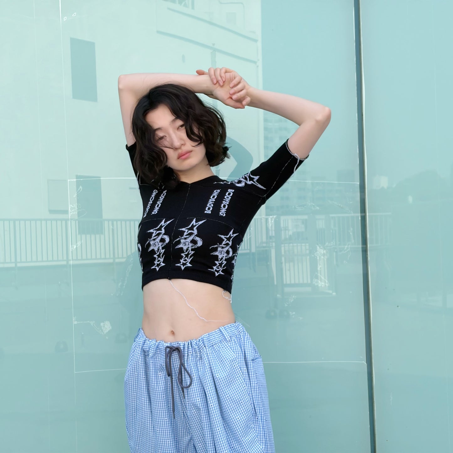RECONSTRUCTED SOCKS! KNIT TOP / BLACK / ソックス構築トップ