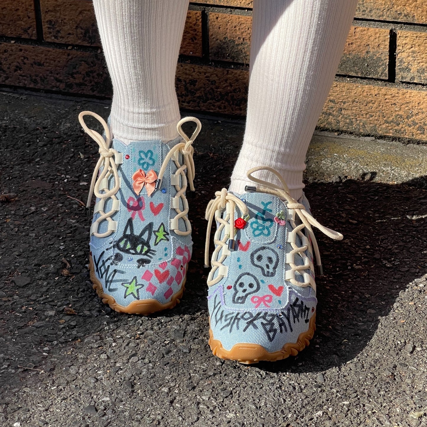 Custom sneaker / DOUBLE BOW / Denim / 24cm