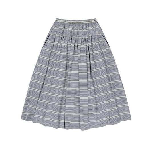 WIDE SHIRRING SKIRT / NAVY / ワイドシャーリングスカート
