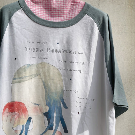 Megumi Okubo raglanTshirts / blue / Lサイズ / 大久保惠コラボレーションTシャツ