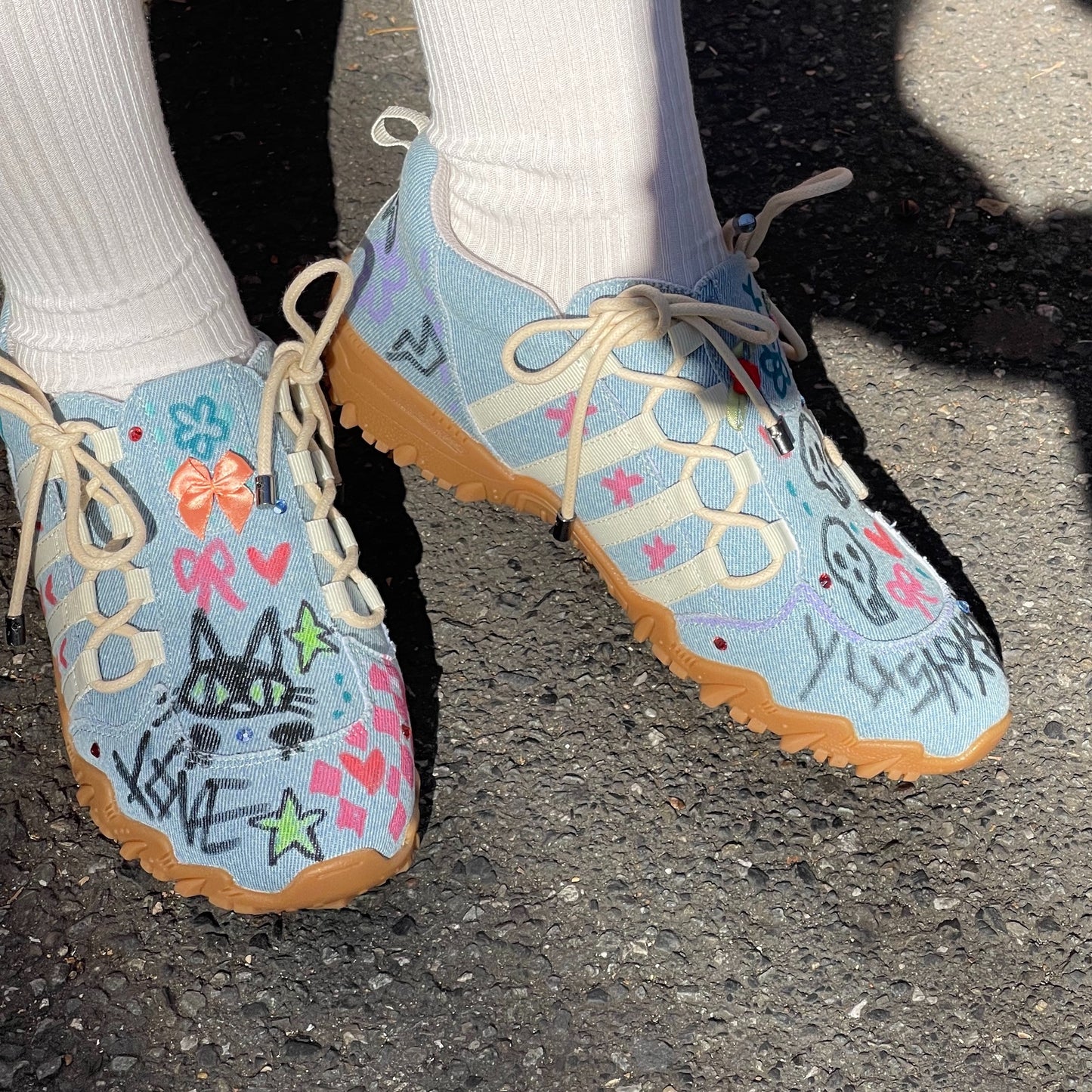 Custom sneaker / DOUBLE BOW / Denim / 24cm