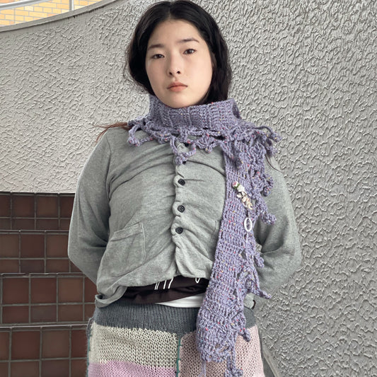 undulated cardigan / gray / コットンカーディガン