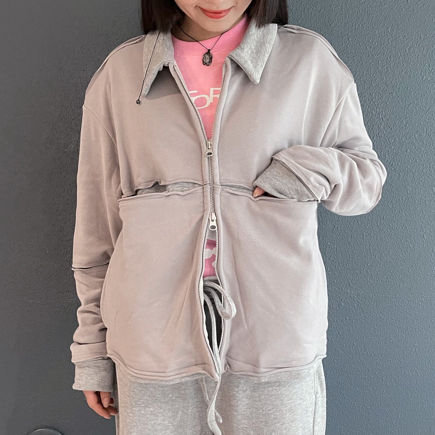 Fissure Drizzler Jacket / Gray × Gray / スウェットブルゾン