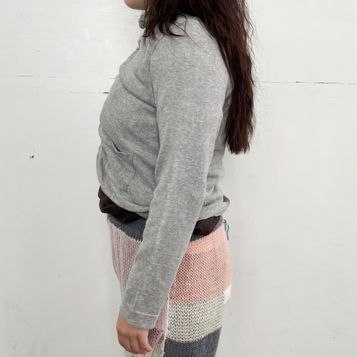 undulated cardigan / gray / コットンカーディガン