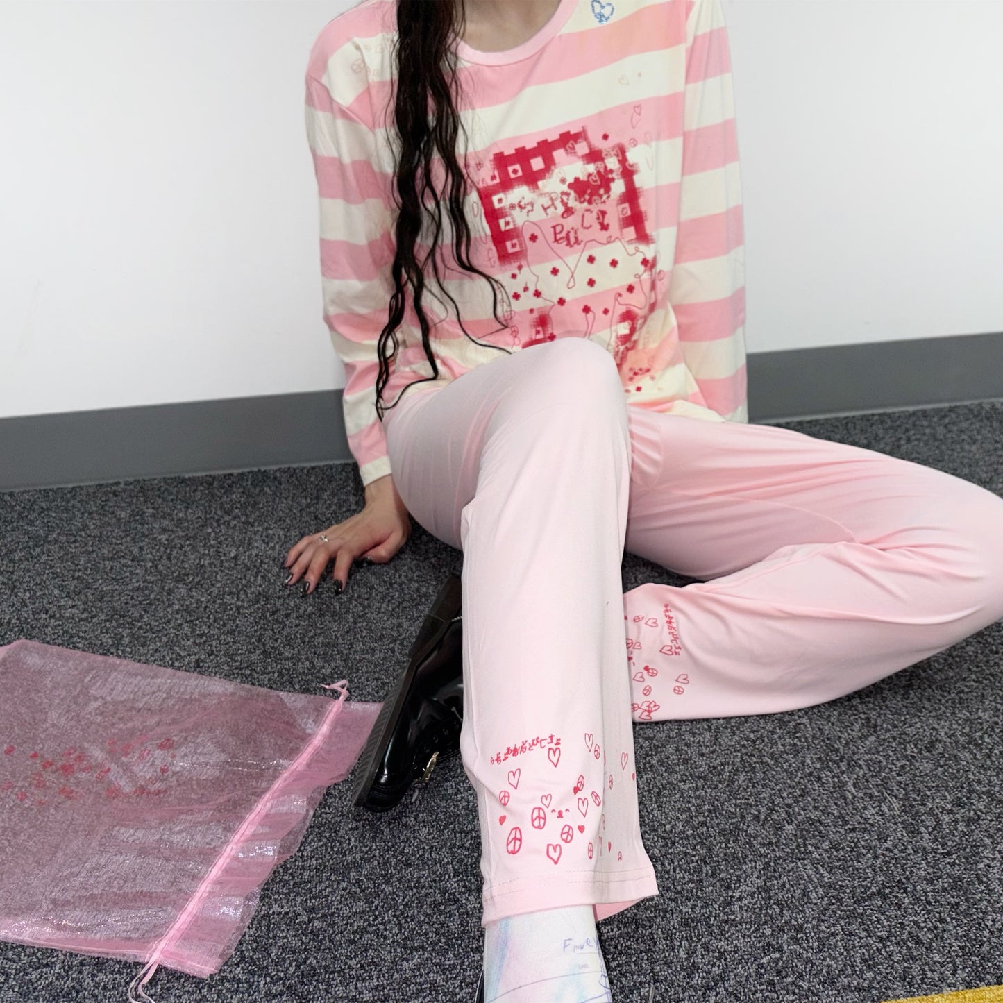 SHEEP SOUVENIR】?love & sheep?? pajamas / pink x white / パジャマ