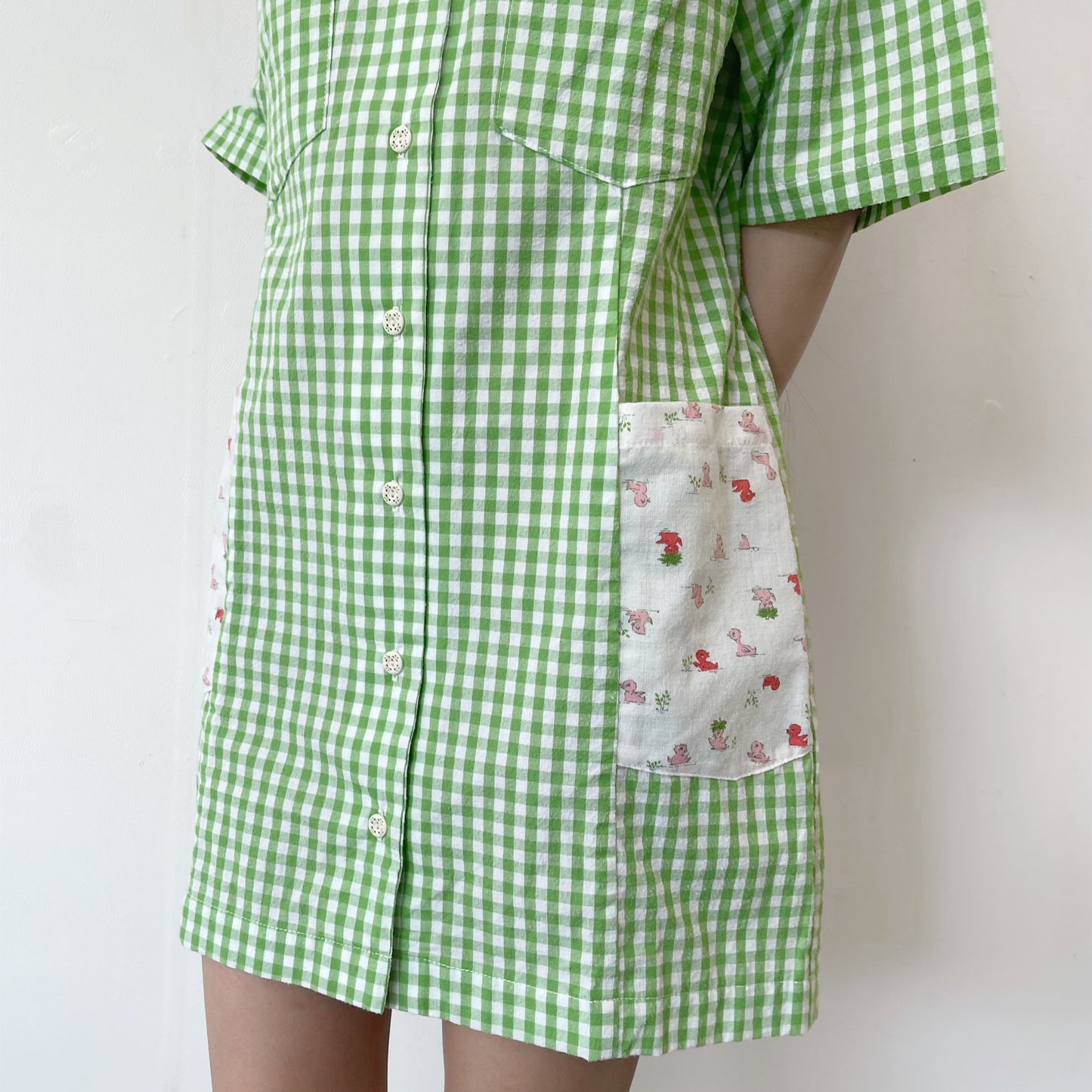 DINER GIRL DRESS GINGHAM / GREEN / シャツワンピース