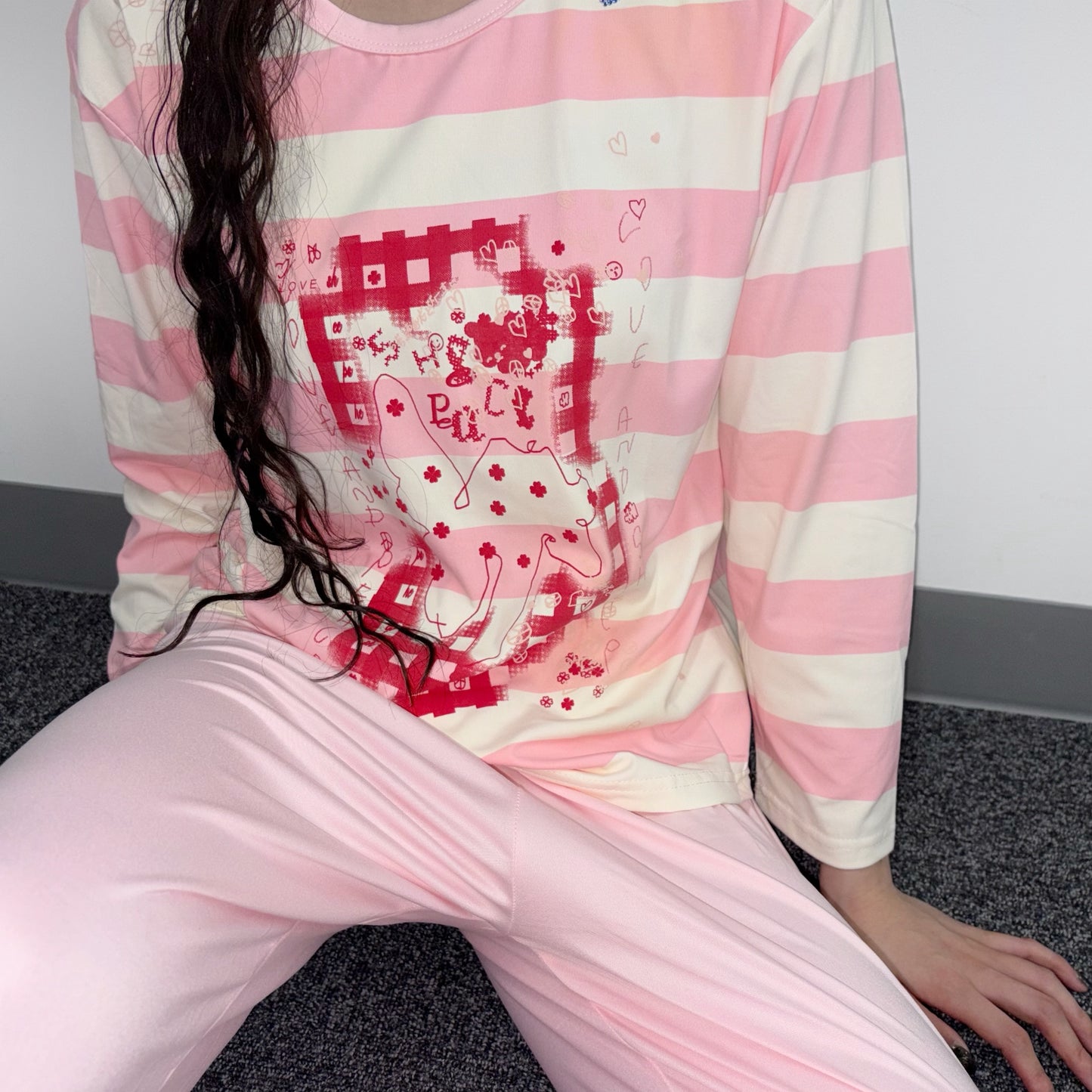 【SHEEP SOUVENIR】♡love & sheep✌︎ pajamas / pink x white / パジャマ