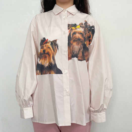 Dead stock love dogs / PINK / ドッグプリントシャツ