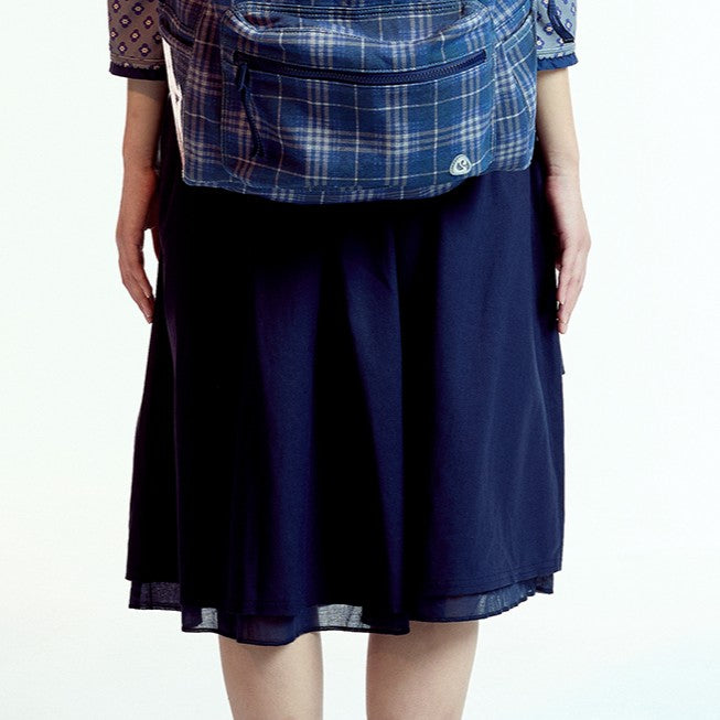 STRAP SHIRRING SKIRT / NAVY/ ストラップシャーリングスカート