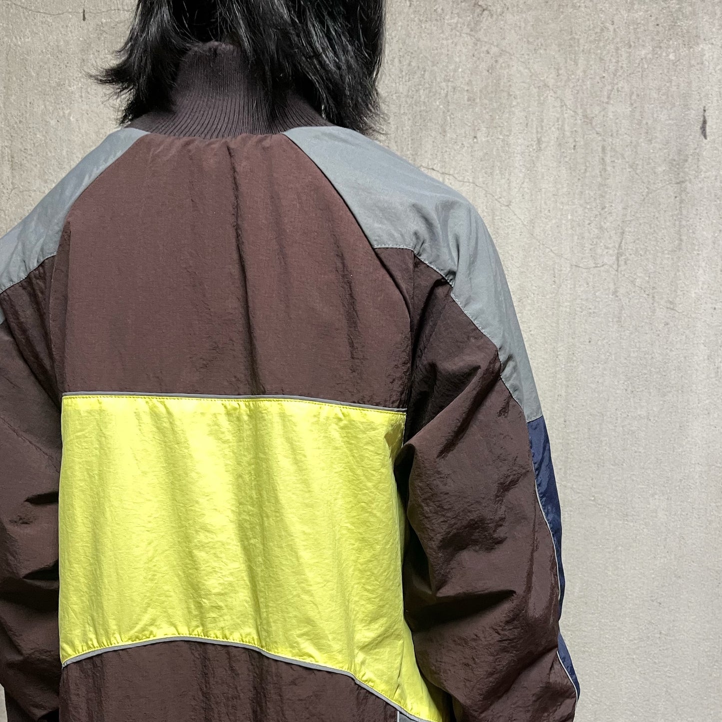 SWITCHING NYLON ONE-PIECE / BROWN x YELLOW / 切り替えナイロンワンピース