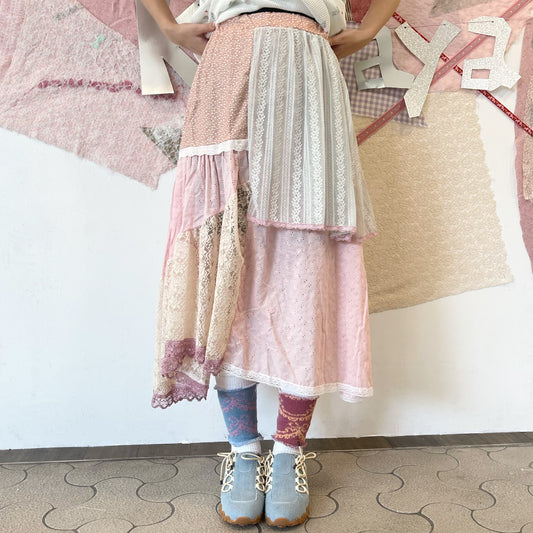crazy skirt / Pink mix / レースパターンスカート