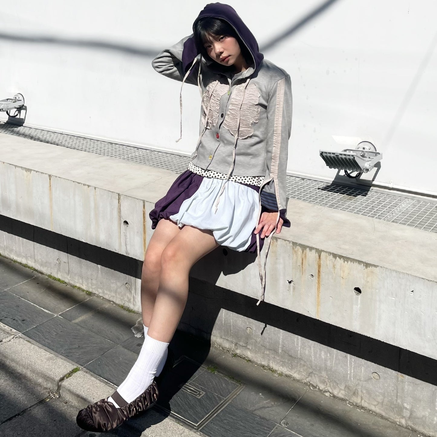 Patched Hoodie / Gray / 刺繍パッチフーディー