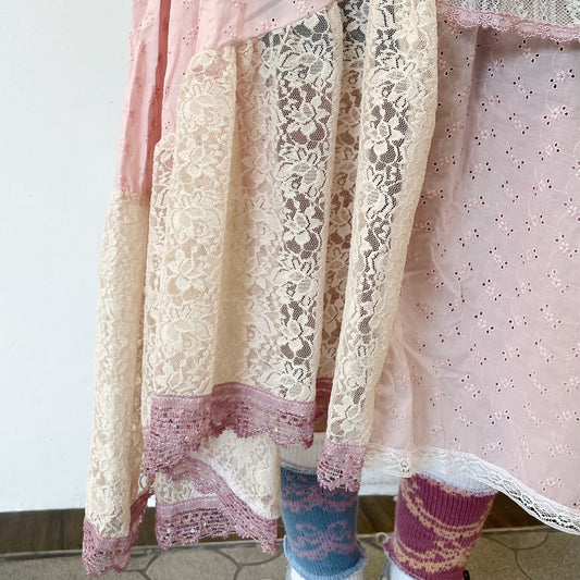 crazy skirt / Pink mix / レースパターンスカート