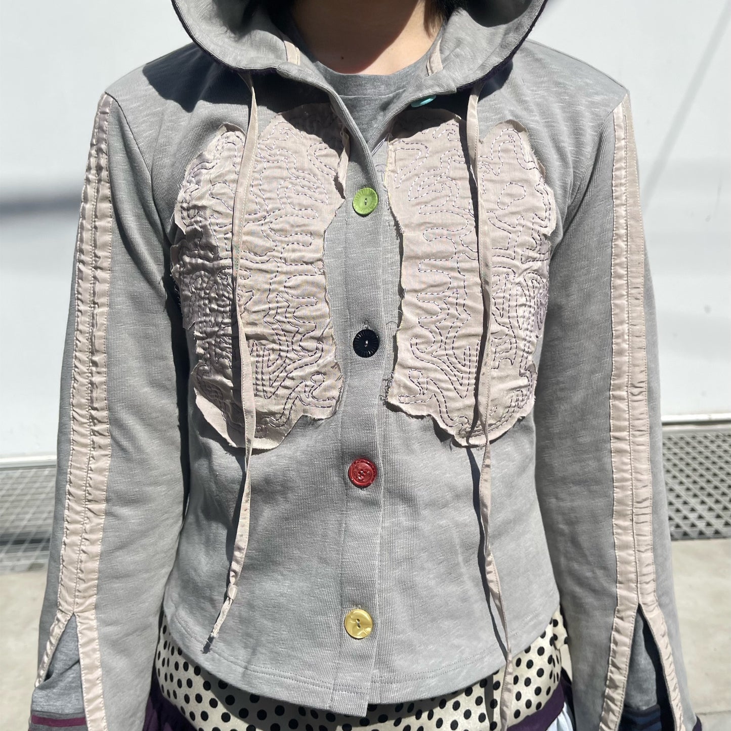 Patched Hoodie / Gray / 刺繍パッチフーディー