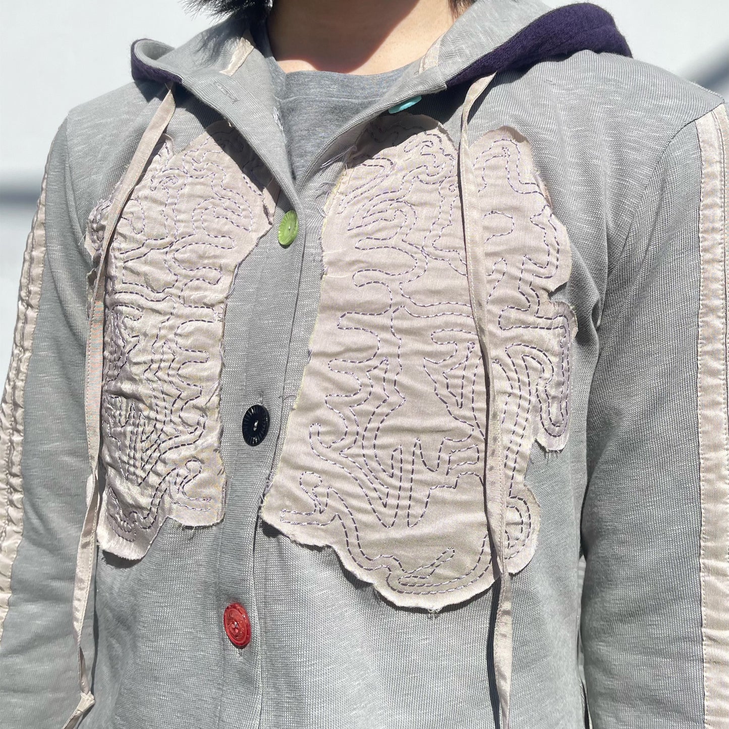 Patched Hoodie / Gray / 刺繍パッチフーディー