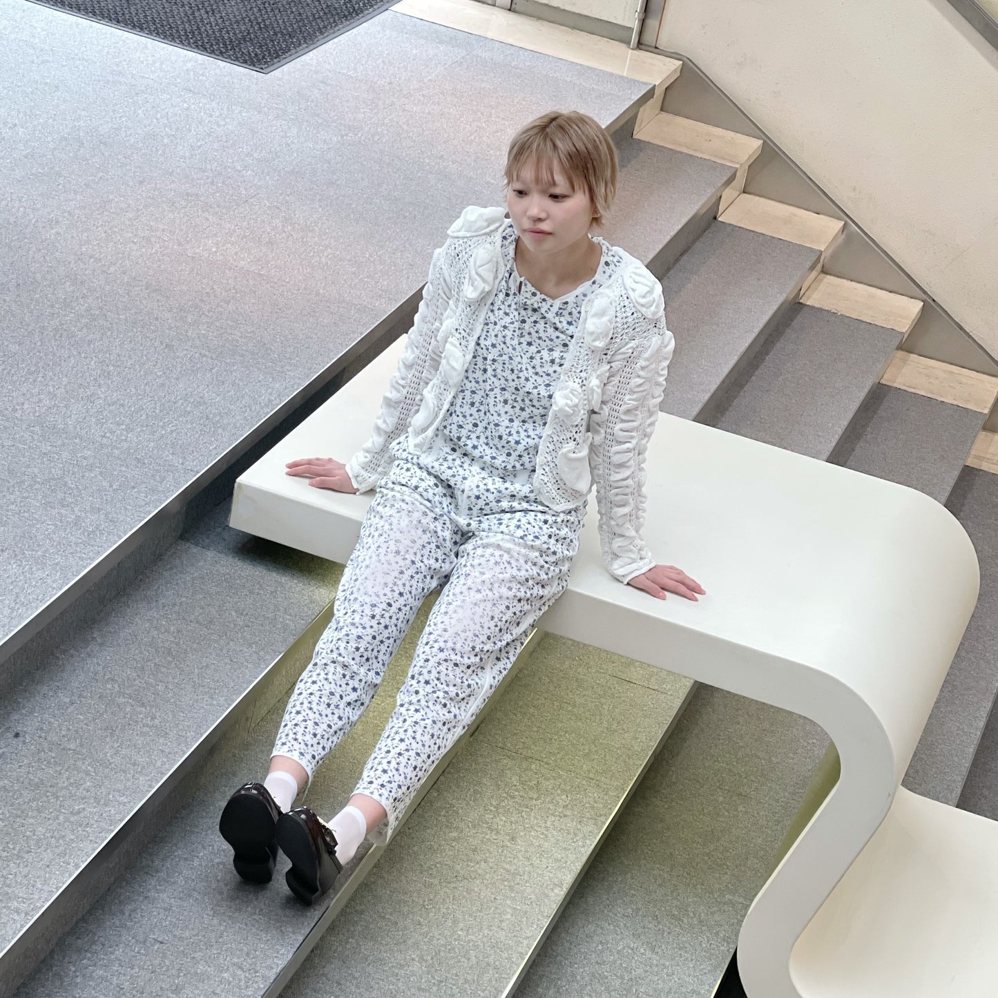 bubble cardigan / white / バブルカーディガン