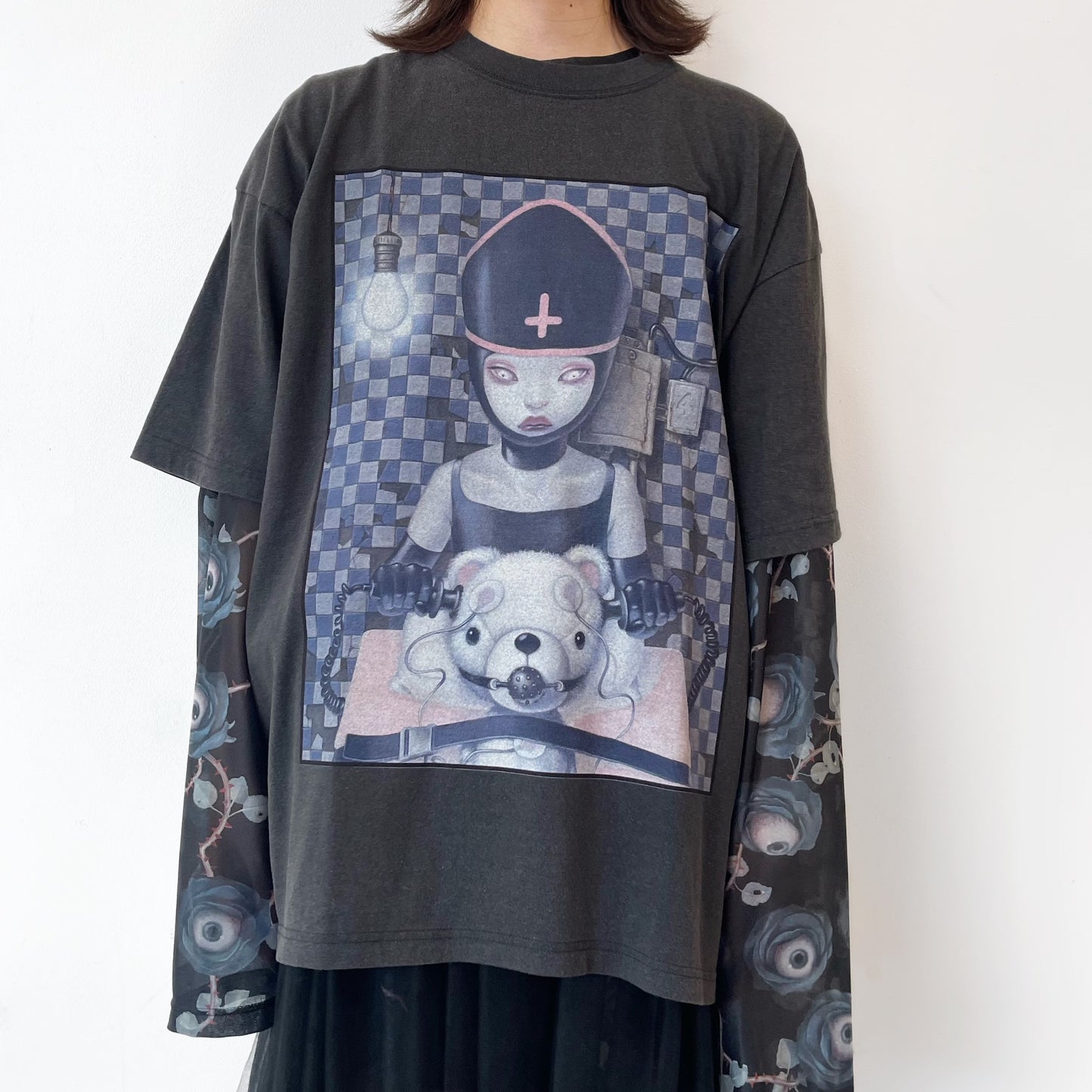 ECT T-SHIRT BIOWASHED  ARTWORK BY TREVOR BROWN / BLACK / グラフィックプリントTシャツ