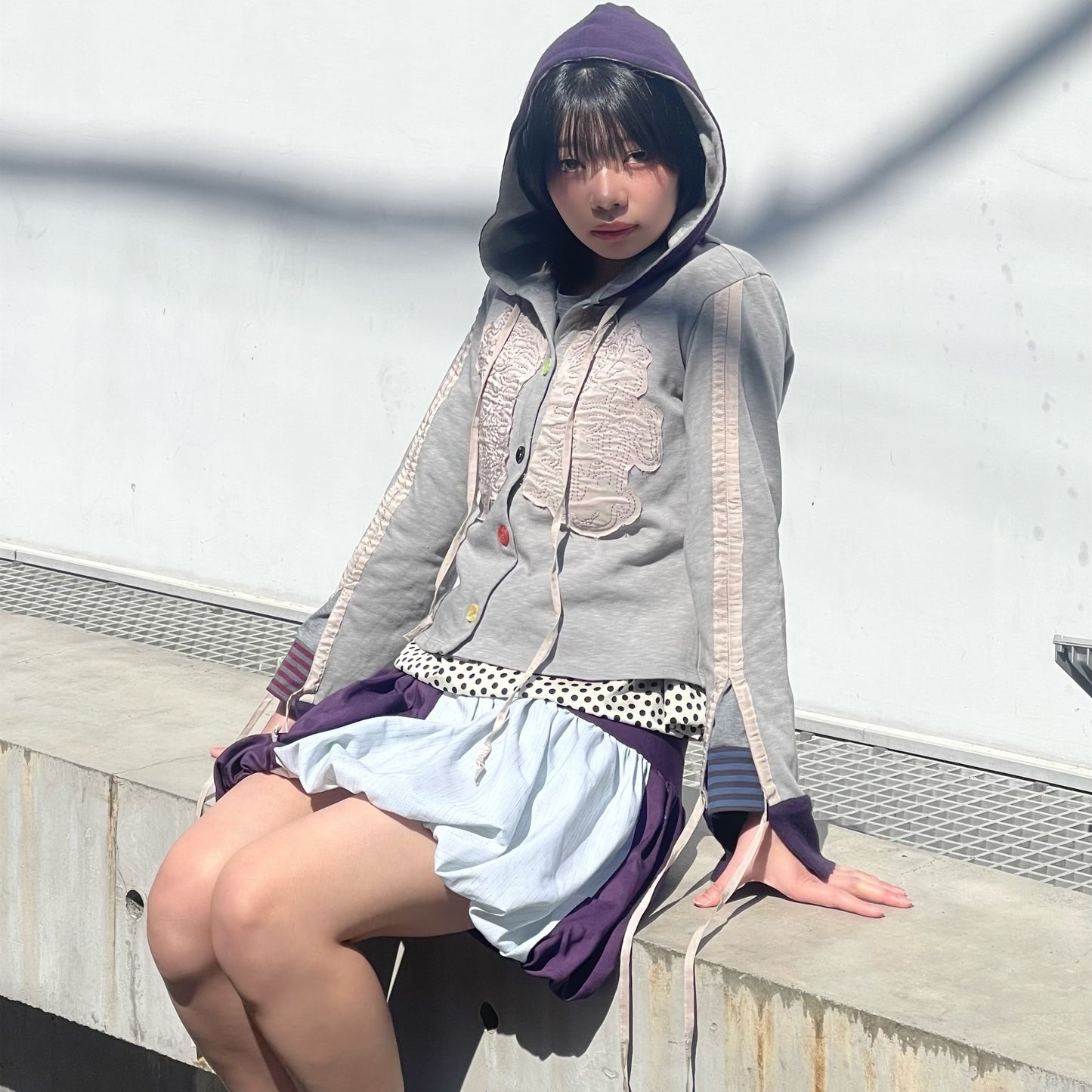 Patched Hoodie / Gray / 刺繍パッチフーディー