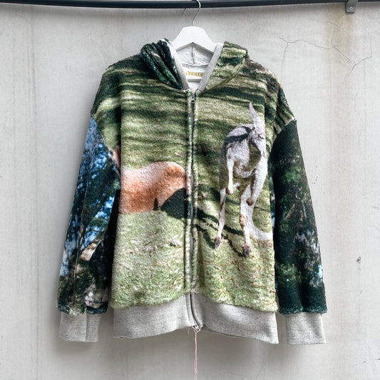 boa print zip-up parka / カンガルー / ボアプリントジップパーカー