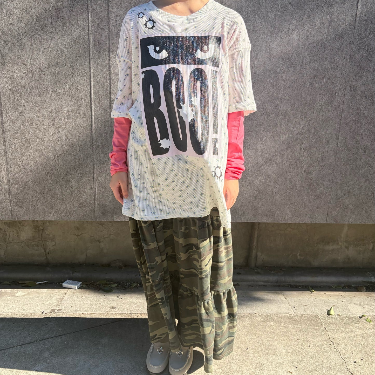 fa.er.ie ワッフル トップス 韓国 fa.er.ie] cat's eyes flower waffle top / ivory / キャッツアイ