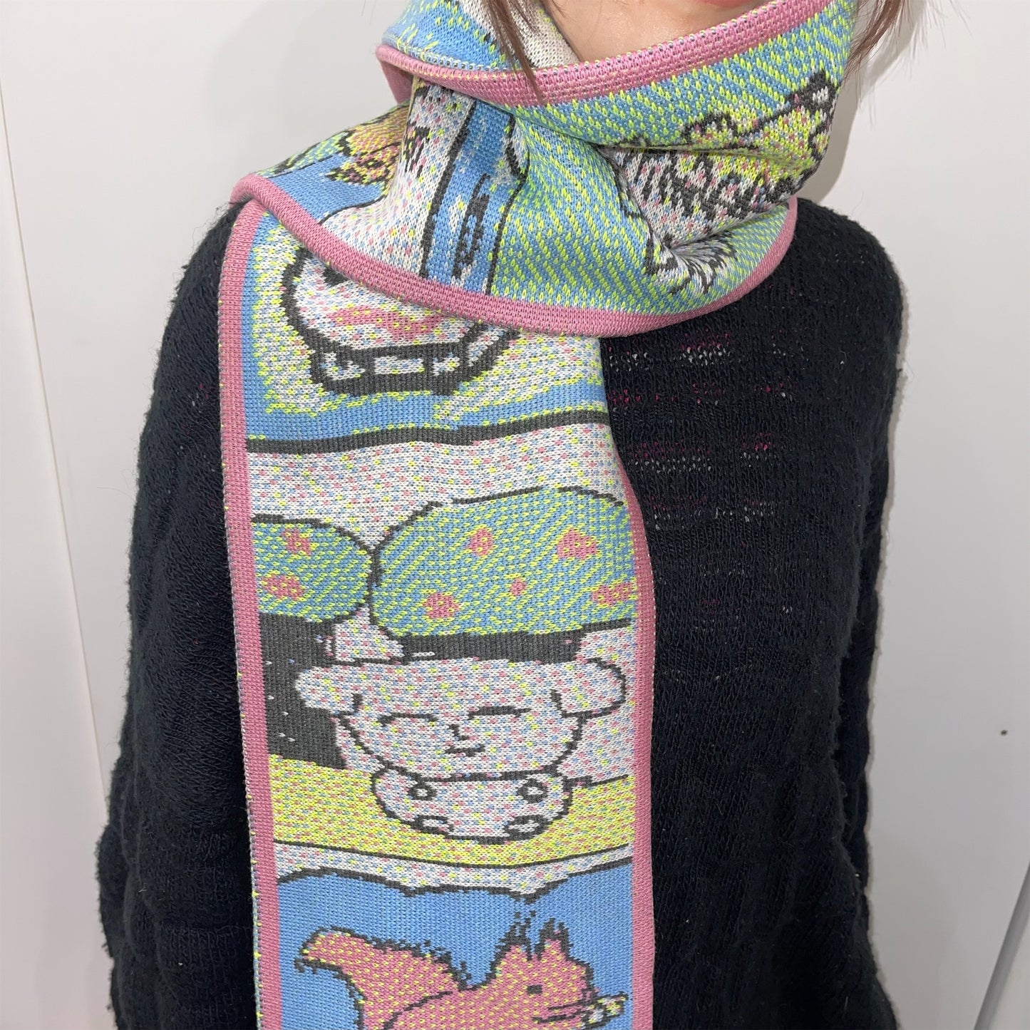 【Jooyoung Kim】Bunny and friends scarf / グラフィックマフラー