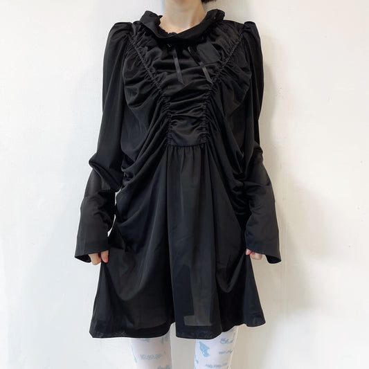 NANA'S 4XL DRESS / BLACK / サテンランジェリードレス