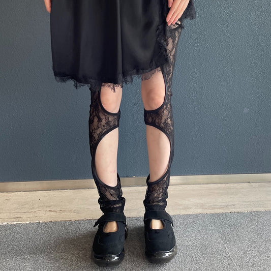 cyber lace leggings / black / レースレギンス