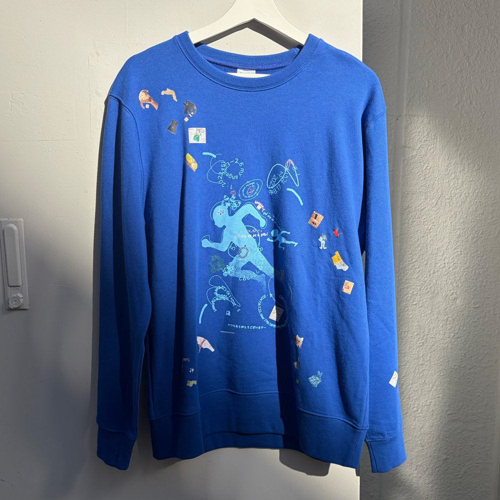 looking back sweat / blue / プリントスウェット