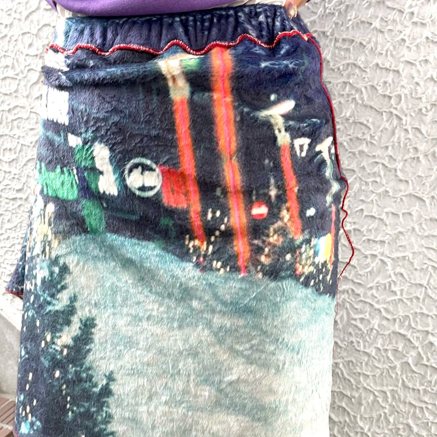 print fur pants with skirt / snow / プリントファー スカート付きパンツ