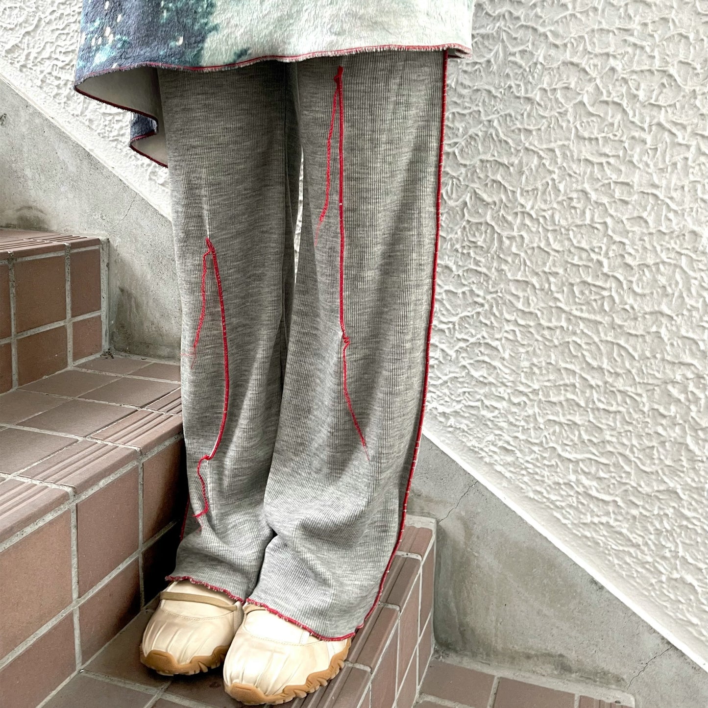 print fur pants with skirt / snow / プリントファー スカート付きパンツ