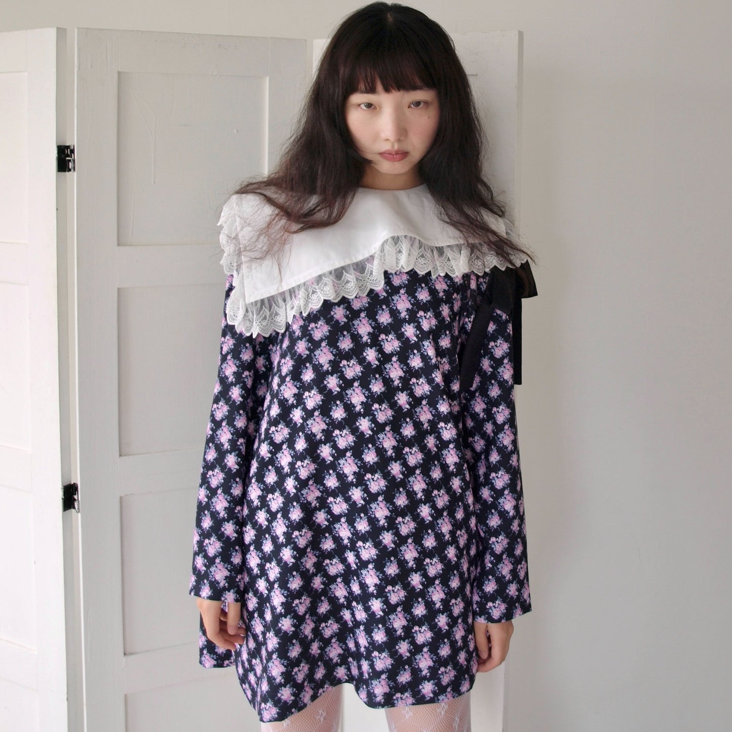 PIANO GIRL FLOWER / BLACK / レースカラードレス